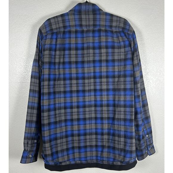 Eddie Bauer Fleece-Lined Plaid Shirt Jacket Blue Gray Plaid Men’s Tall Large - Picture 3 of 8
